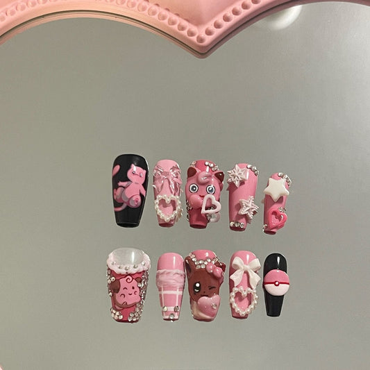 Hand painted anime press on nails