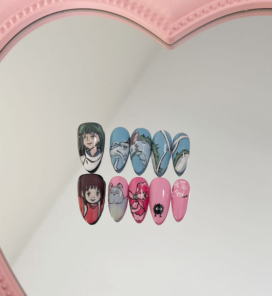 Hand painted anime press on nails