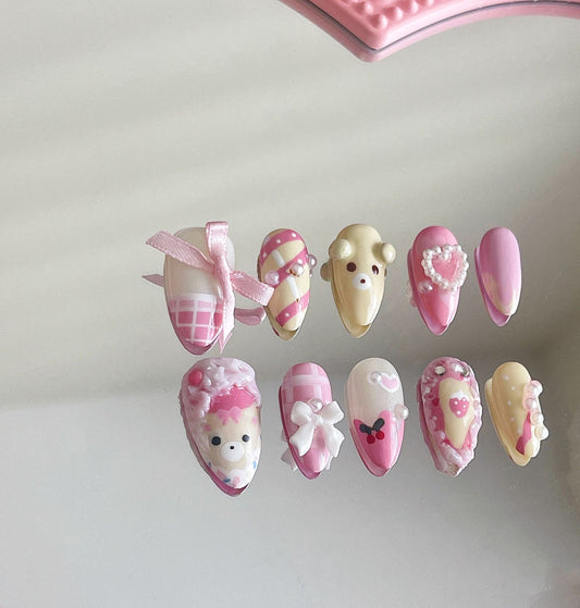 Hand painted reusable press on nails