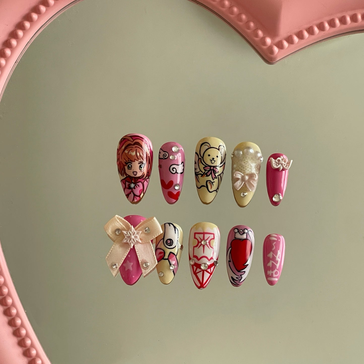 Hand painted anime press on nails