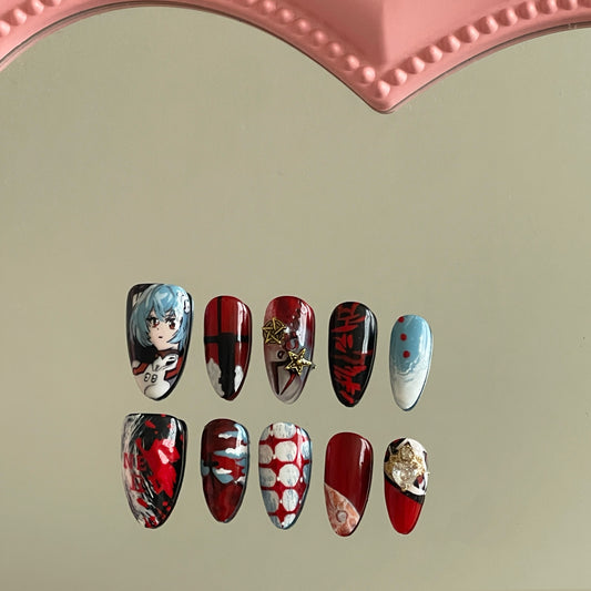 Hand painted anime press on nails