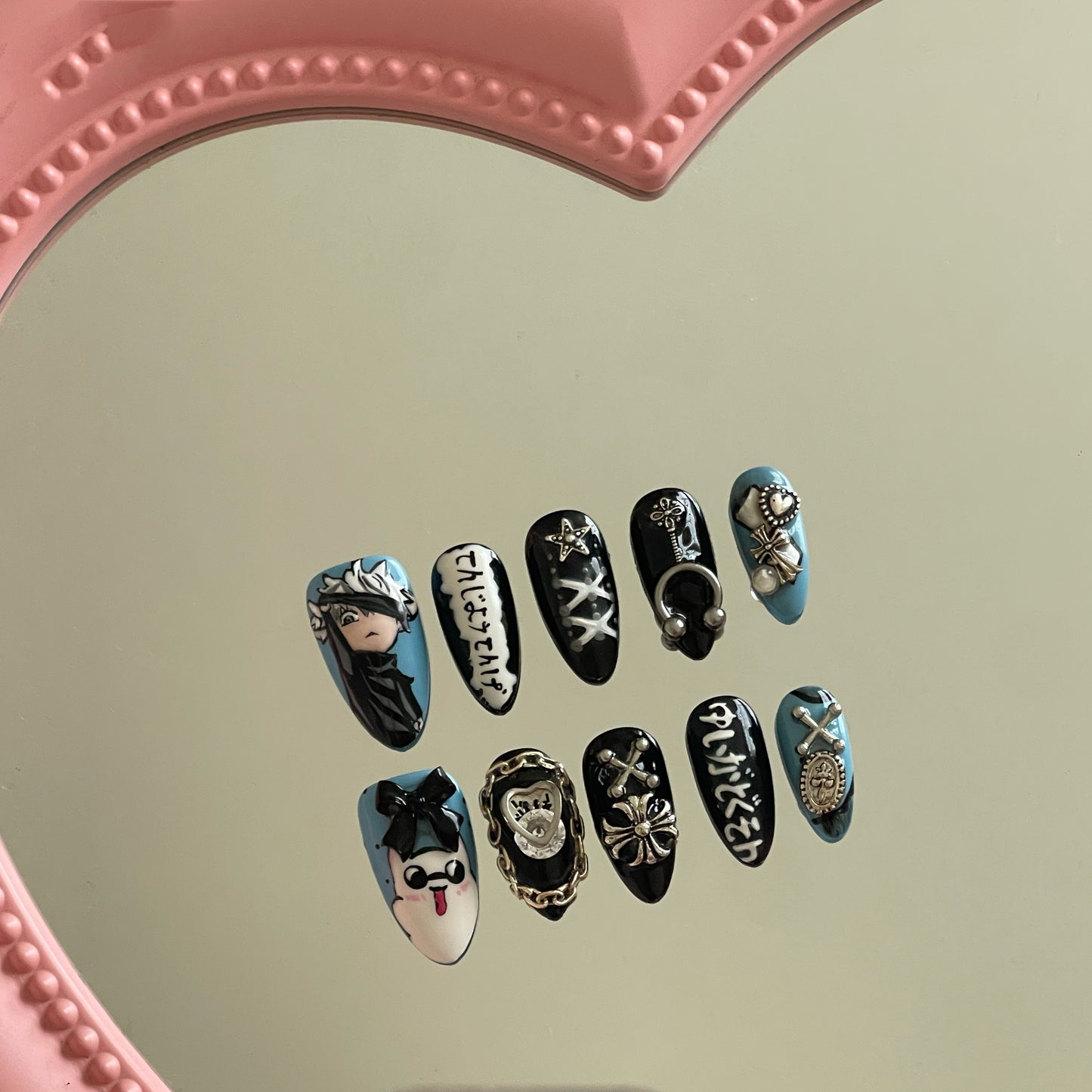 Hand painted anime press on nails