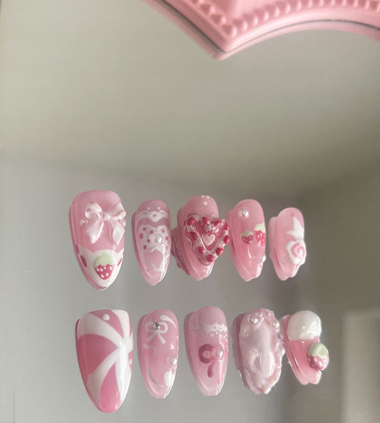 Hand painted reusable press on nails