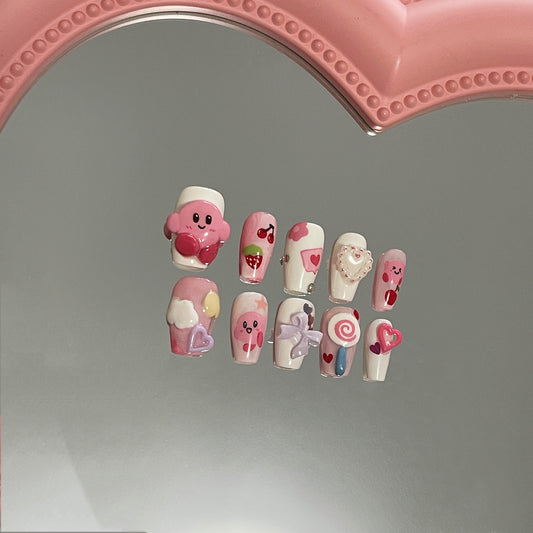 Hand painted reusable press on nails